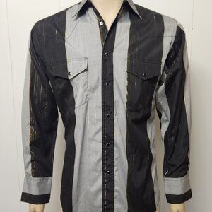men's Western shirt S Wrangler vintage 1980s stripe metallic